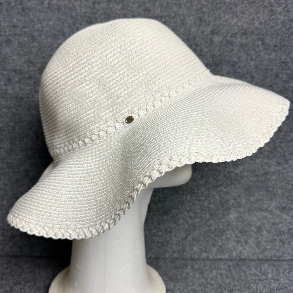 Vintage Betmar New York M/L white floppy hat wide brim straw 22.5” inside NWOT